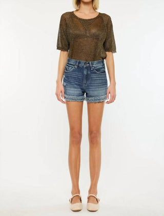 Kancan - Shorts jeans com bainha desfiada