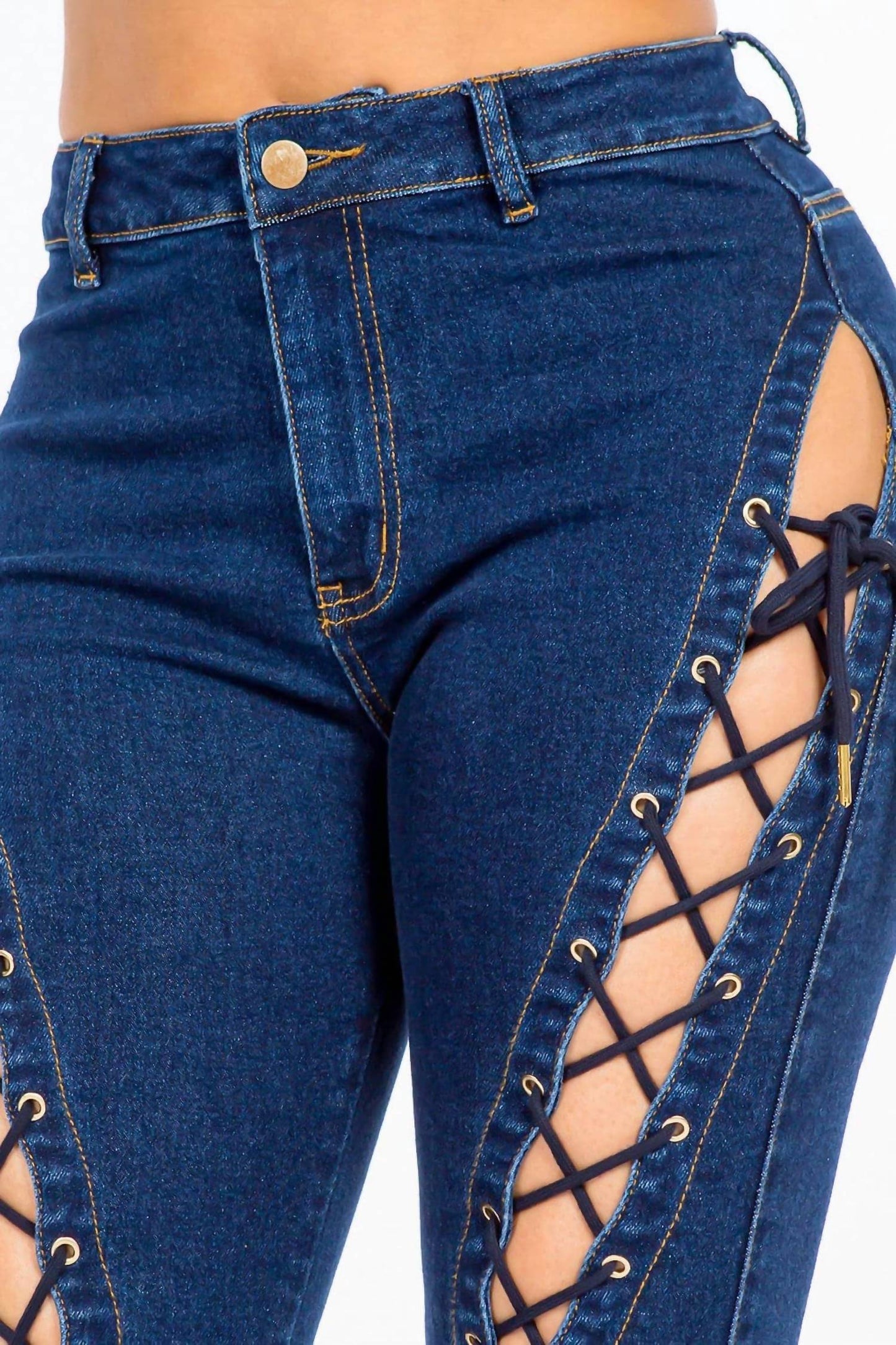American Bazi - Chic Lace Up High Rise Denim