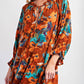 Easel - Fall Floral Print Ruffle Maxi Dress