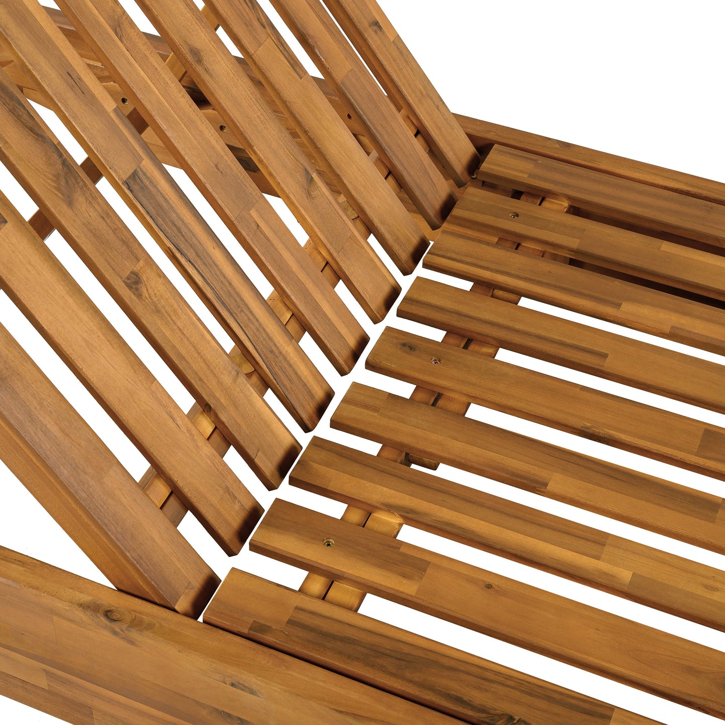Acacia Wood Chaise Lounge with Cushion - Teak Finish