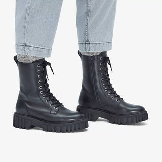 Clarks - Women's Page Lace Leather Lug Sole Side Zip Boots