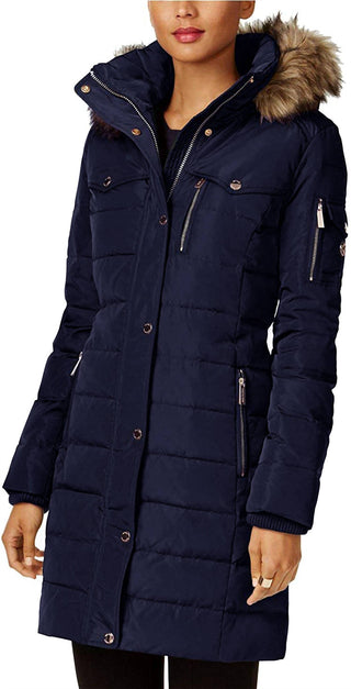 Michael Kors - 3/4 Down Coat with Faux Fur Hood