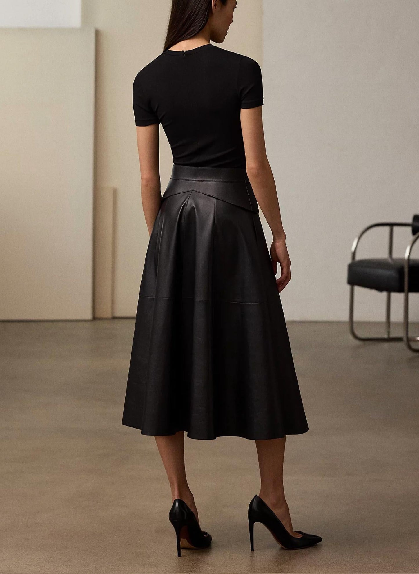 Ralph Lauren - Sydney Jersey and Lambskin Day Dress