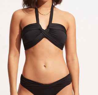 Seafolly - Top de biquíni estilo bandeau com alças finas