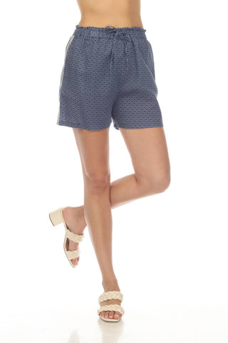 Johnny Was - Jwla Blue Patched Ikat Linen Paperbag Shorts