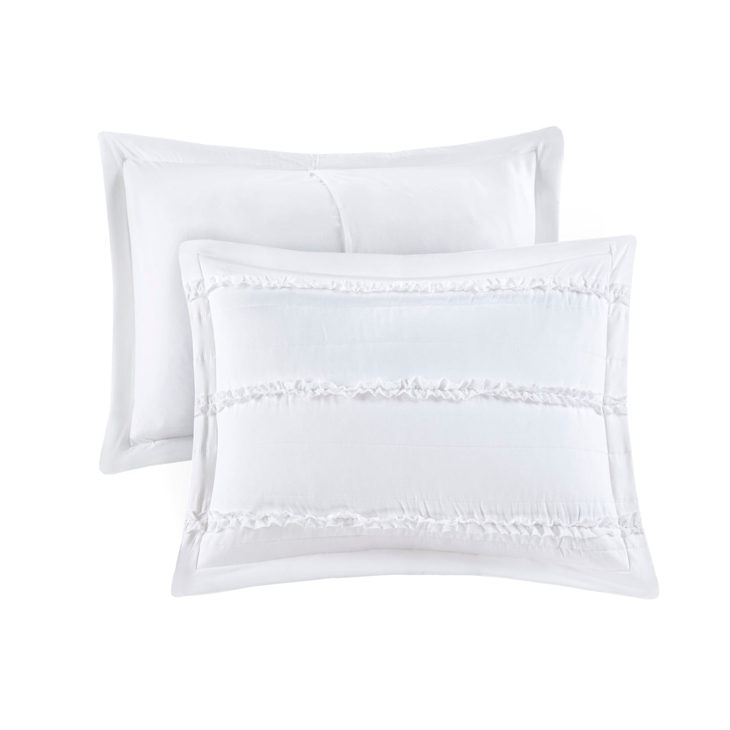 5 Piece Microfiber Ruffled Comforter Set White California King