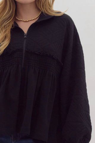 Entro - Ruffle Textured Zipper Jacket
