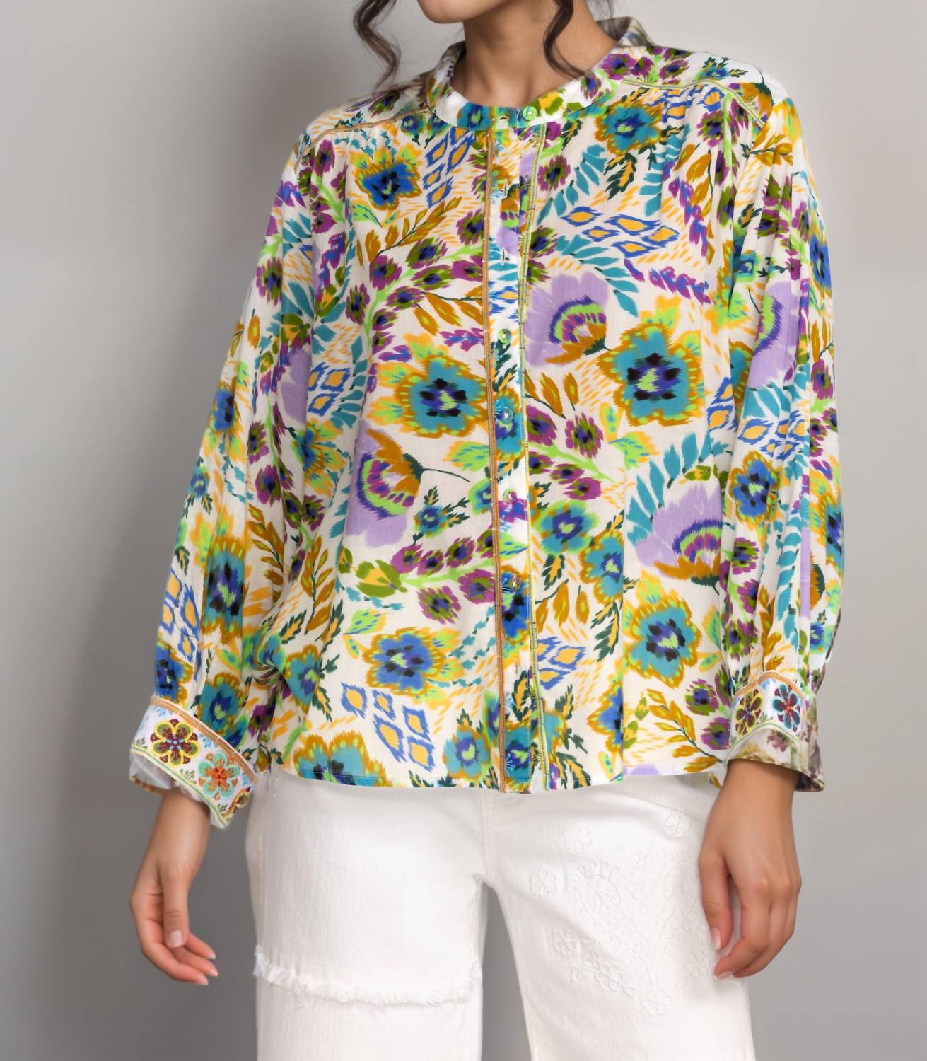 Johnny Was - Ikat Bloom Shirred Yoke Blouse