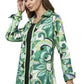 Adore - Button Down Satin Print Tunic Blouse