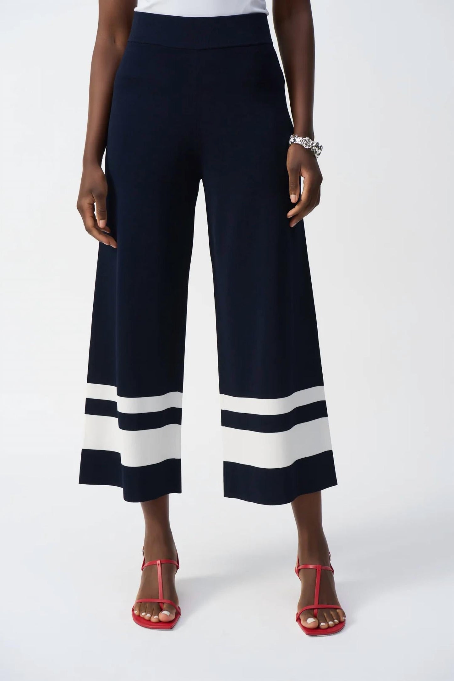 Joseph Ribkoff - Stripe Pull On Wide Leg Culotte Pants