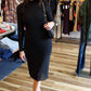Steve Madden - Krista Sheer Rhinestone Dress With Long Sleeves