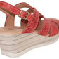 Sandália feminina Dromedaris Lauren Slingback vermelha em couro encerado