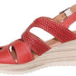 Sandália feminina Dromedaris Lauren Slingback vermelha em couro encerado