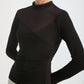 Lanston - Mesh Trim Mock Neck Top