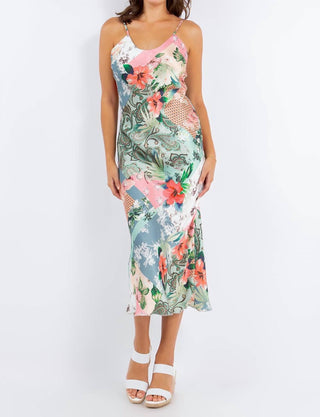 Paparazzi - Vestido Charmeuse de cetim com estampa de viés e corte justo