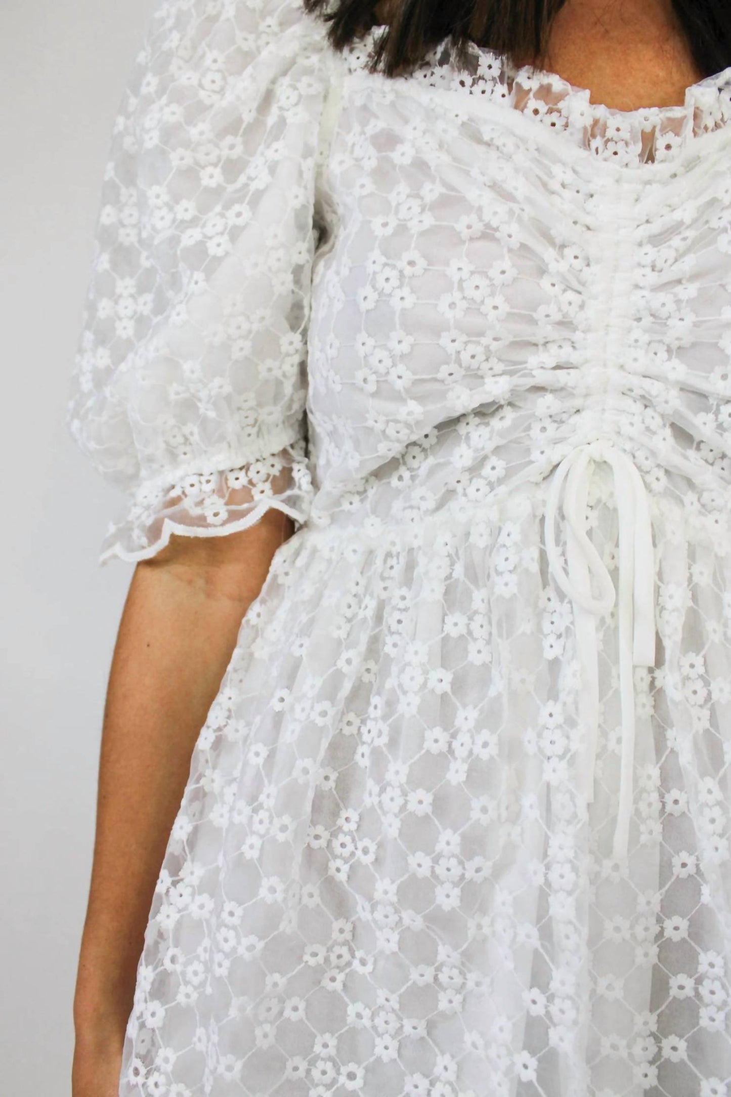 Buddylove - Floral Eyelet Babydoll Mini Dress