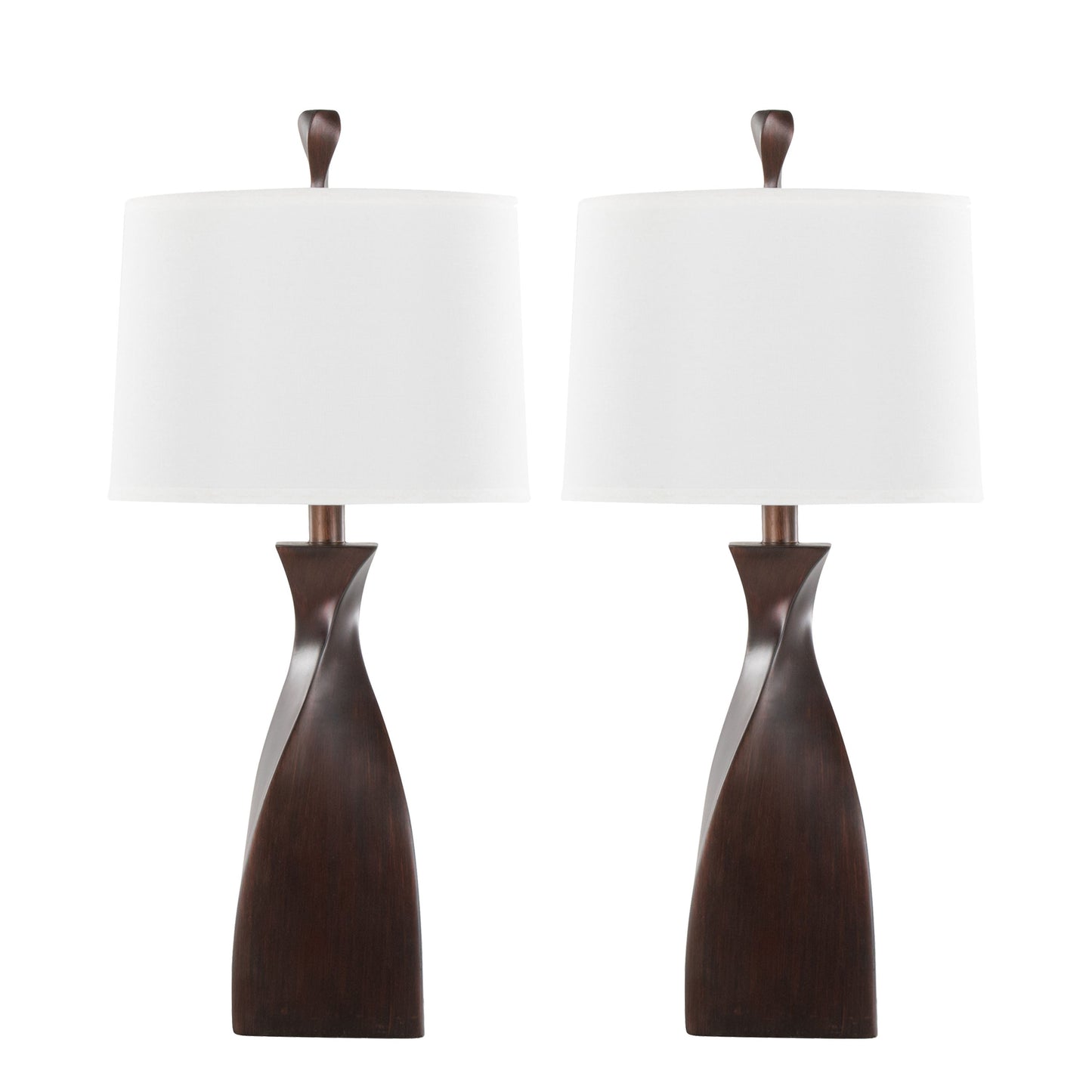 Curvo 2-Piece Copper Bronze Polyresin Table Lamps with Linen Shade