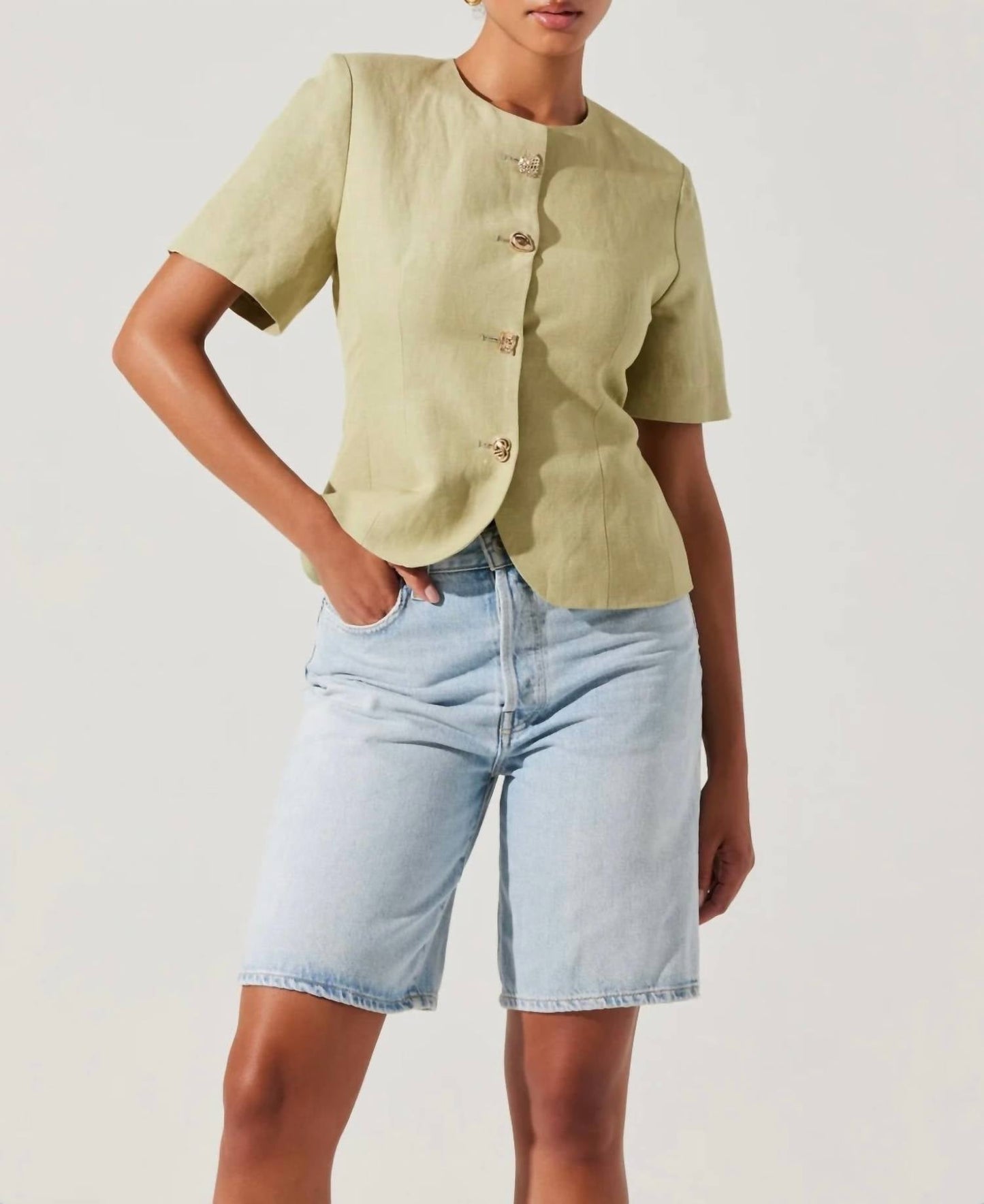 Astr - Saige Cutaway Linen Blend Jacket