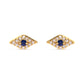 10K Yellow Gold Blue Sapphire and Diamond Accent Evil Eye Stud Earring (H-I Color, I1-I2 Clarity)