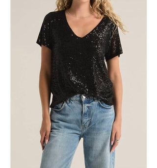 Z Supply - Blusa Marbella com decote em V e lantejoulas