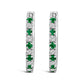 10K White Gold Alternating Emerald 1/10 Cttw Diamond Huggy Hoop Earrings (I-J Color, I1-I2 Clarity)