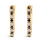 10K Yellow Gold Alternating Blue Sapphire 1/10 Cttw Diamond Huggy Hoop Earrings  (I-J Color, I1-I2 Clarity)