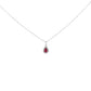 14K White Gold 6x4 Pear Red Ruby and Diamond Halo Pendant Necklace - 18" Inches