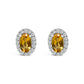 10K White Gold 5x3 MM Oval Purple Amethyst and Diamond Halo Stud Earrings (I-J Color, I1-I2 Clarity)