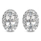 10K White Gold 5x3 MM Oval Purple Amethyst and Diamond Halo Stud Earrings (I-J Color, I1-I2 Clarity)
