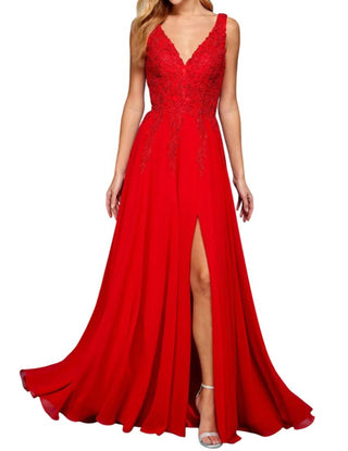 Adora - A Line Long Formal Slit Dress