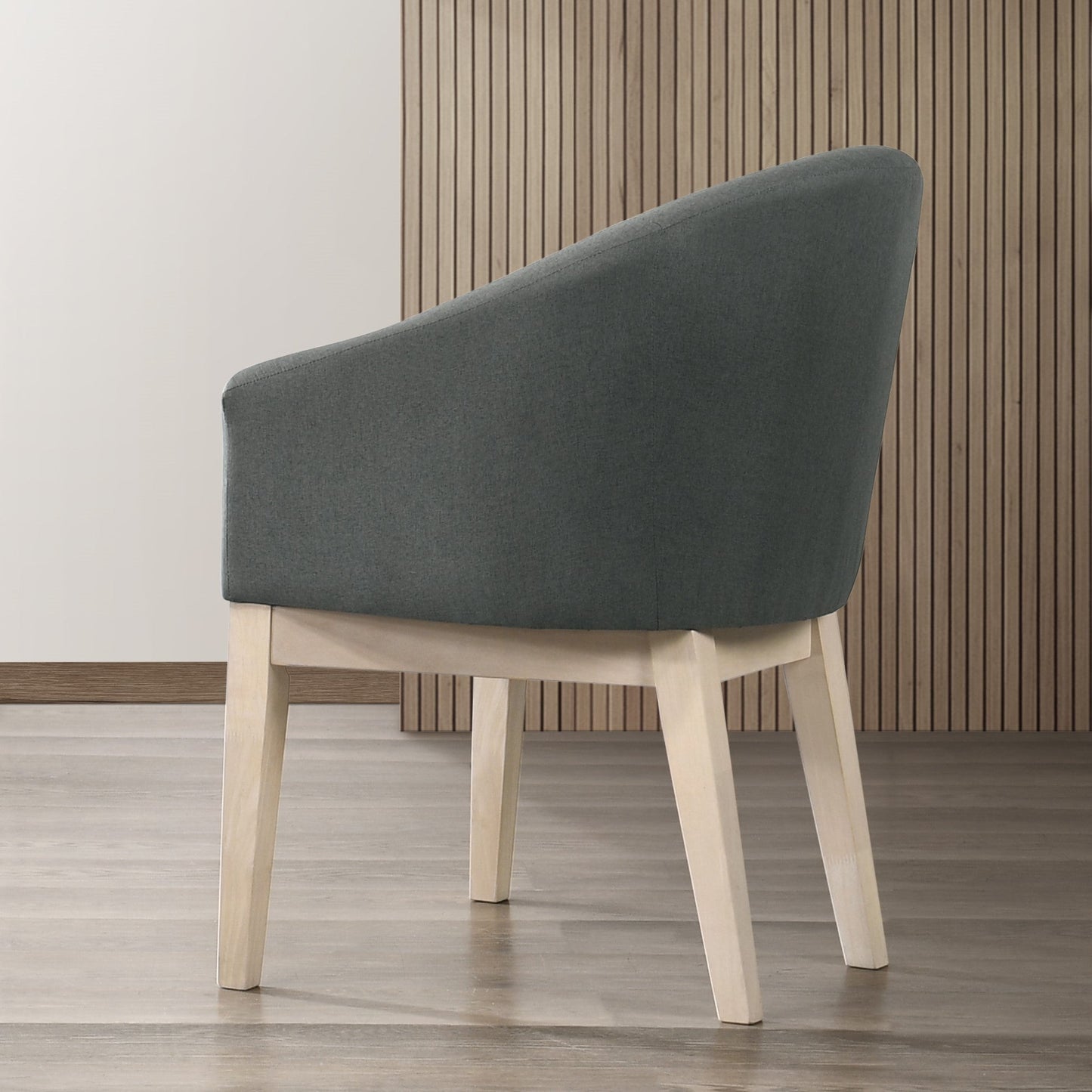 Neroli Set of 2 Gray Fabric Barrel Accent Chairs