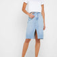 Topshop - Denim Front Split Pencil Denim Skirt