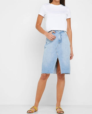 Topshop - Saia jeans lápis com fenda frontal