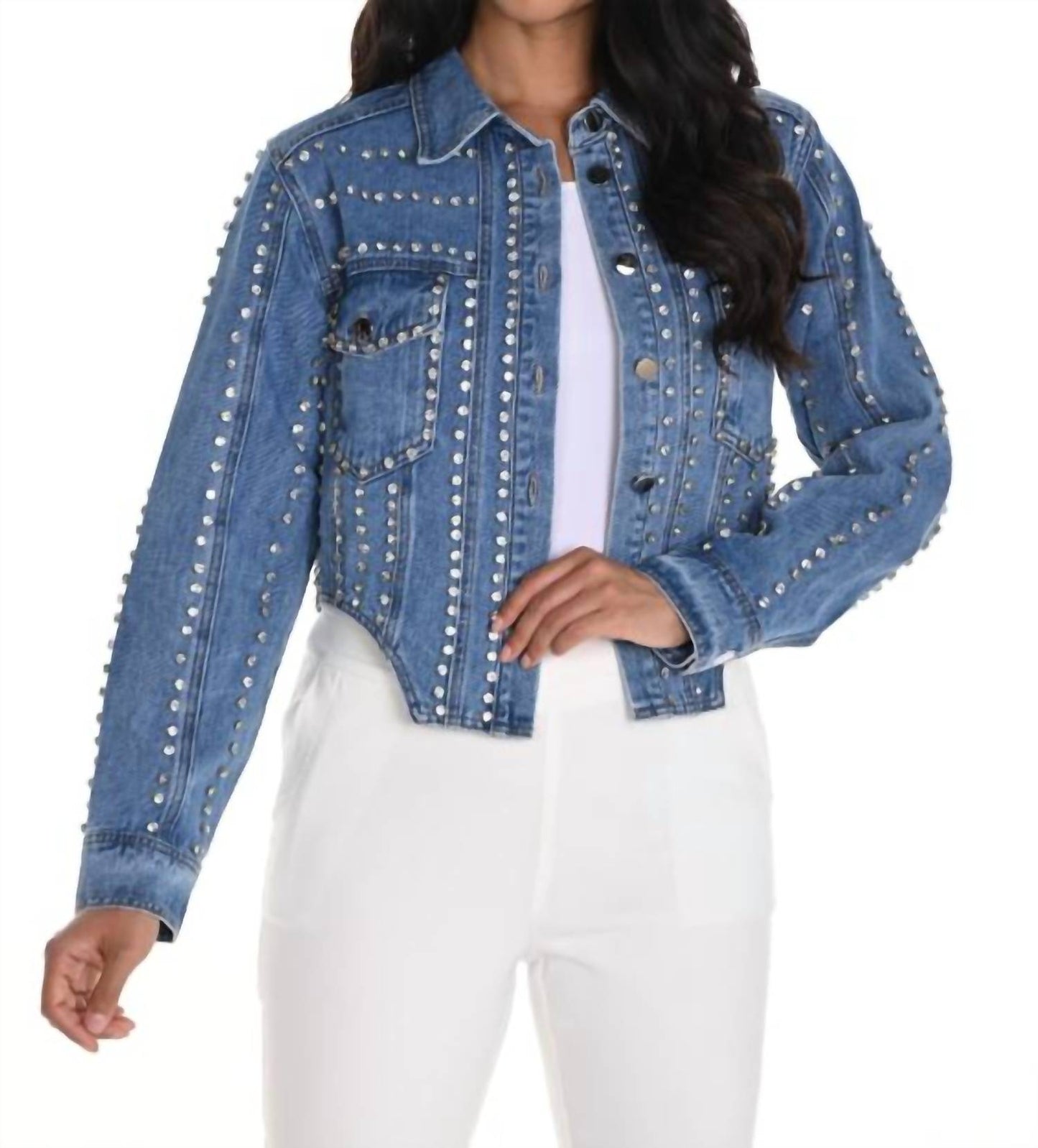 Frank Lyman - 256783U - Crystal Embellished Jean Jacket