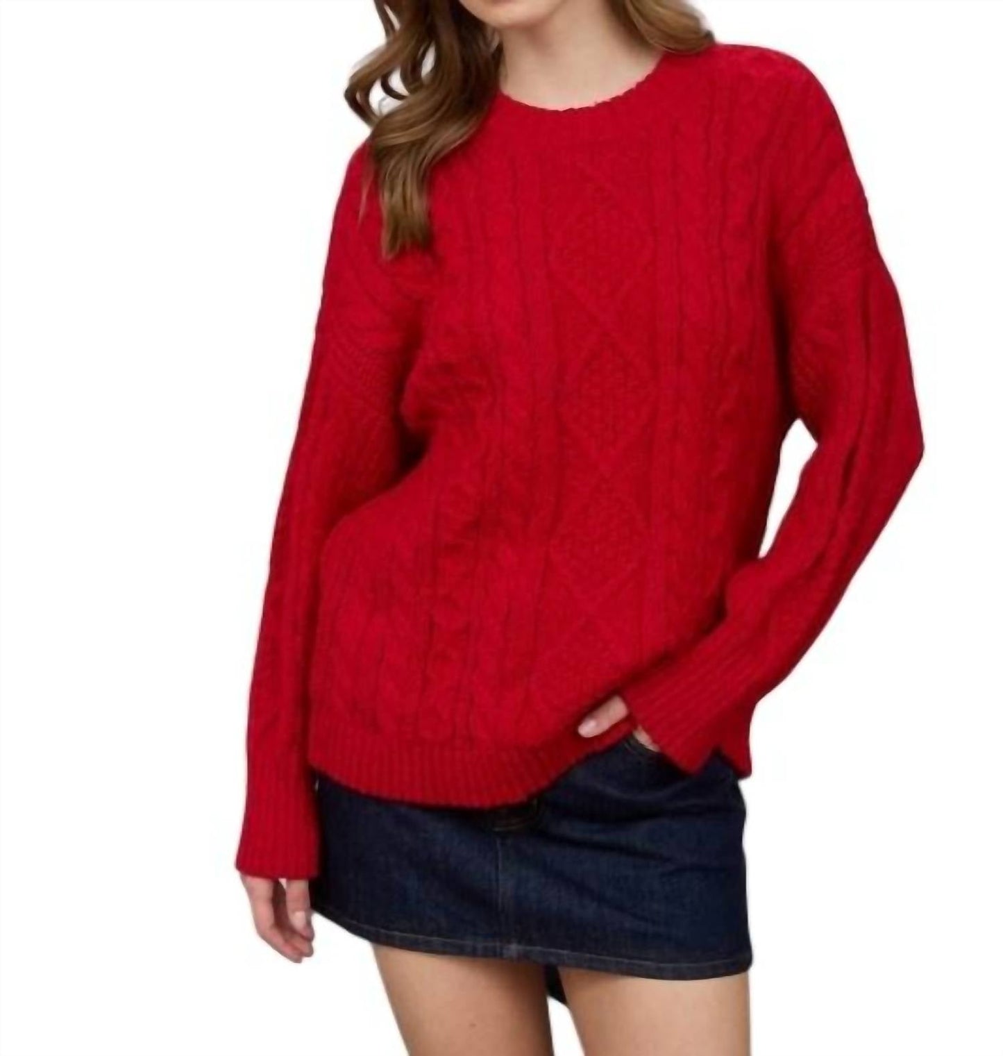 Blu Pepper - Crewneck Cable Knit Sweater