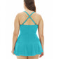 Always For Me - Plus Size Illusion Ring Front Shirred Swimdress