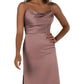 Sorella Vita - Tea-Length Charmeuse Bridesmaid dress with Skirt Slit