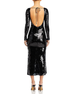 Vestido longo de lantejoulas Bardot Verona, preto, tamanho 6