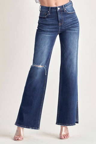 Risen - High Rise Distressed Wide Flare Jean