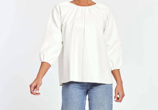 Dolce Cabo - Blusa Blakely de couro sintético com manga bufante