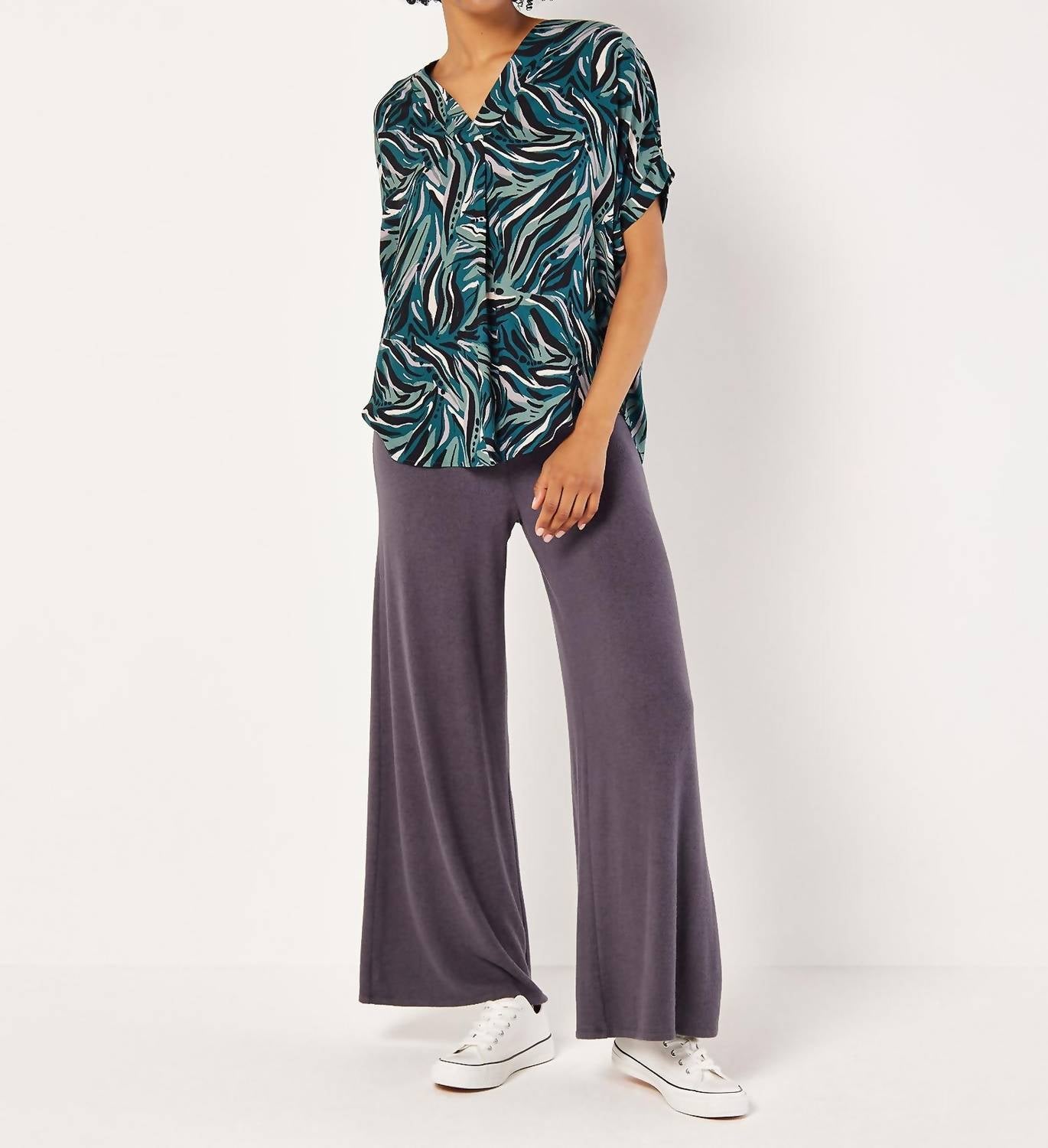 Apricot - Abstract Print Pleat Top