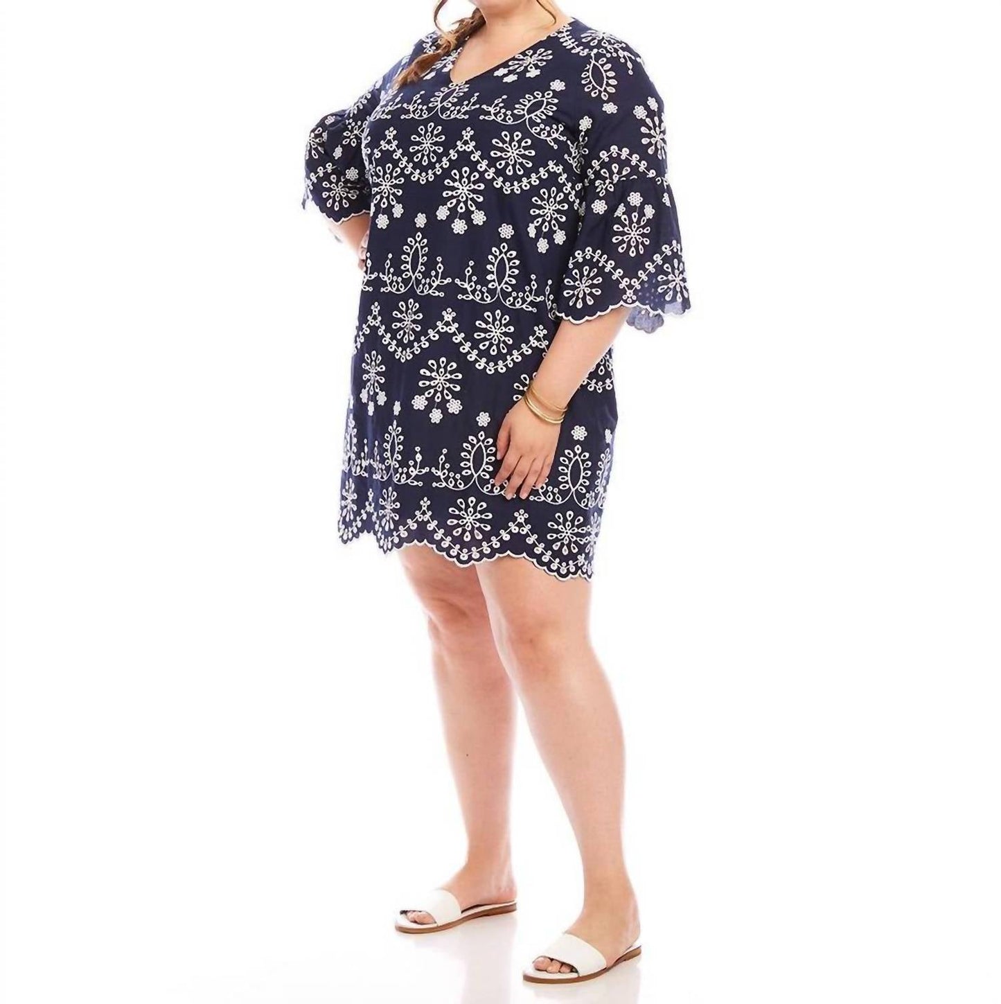 Karen Kane - Flare Sleeve Embroidered Dress