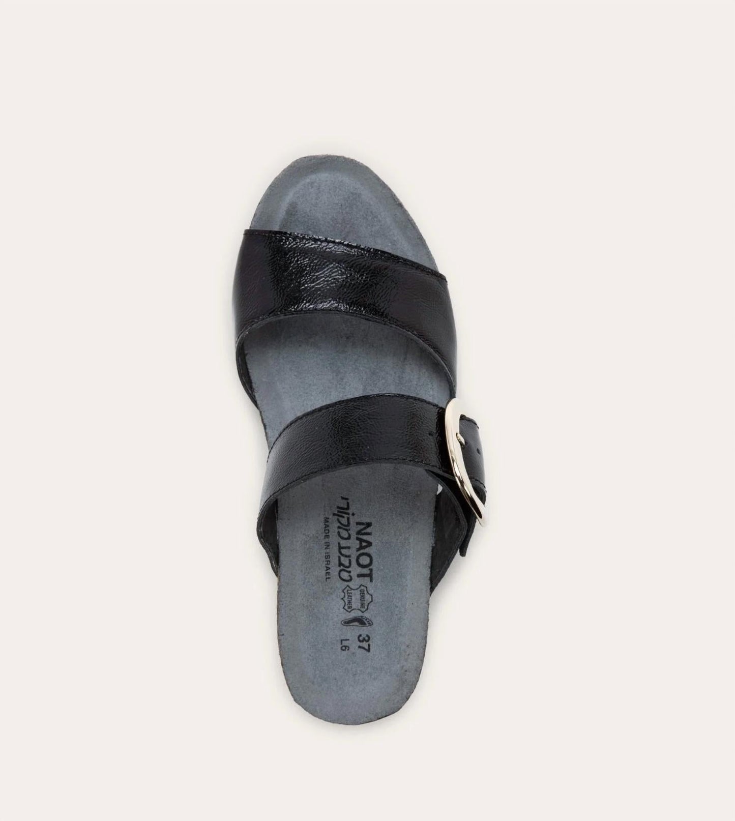 Naot - Women's Magic Black Crinkle Patent Leather Sandal