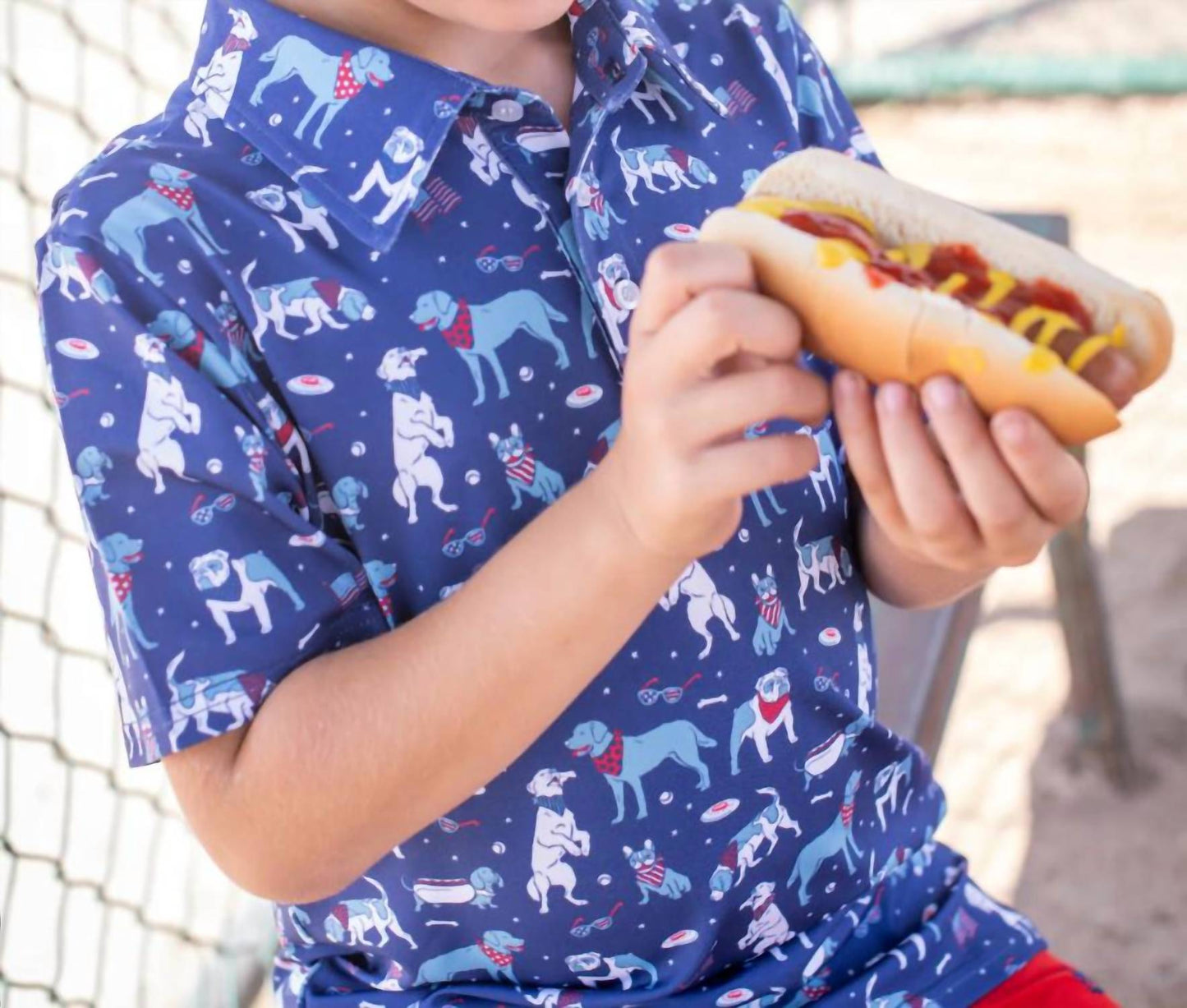 Blue Quail Clothing Co. - Boy's Short Sleeve Shirt Yankee Doodle Dogs