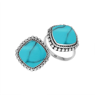 Bali - Women's Rope Edge Ring With Turquoise Shell