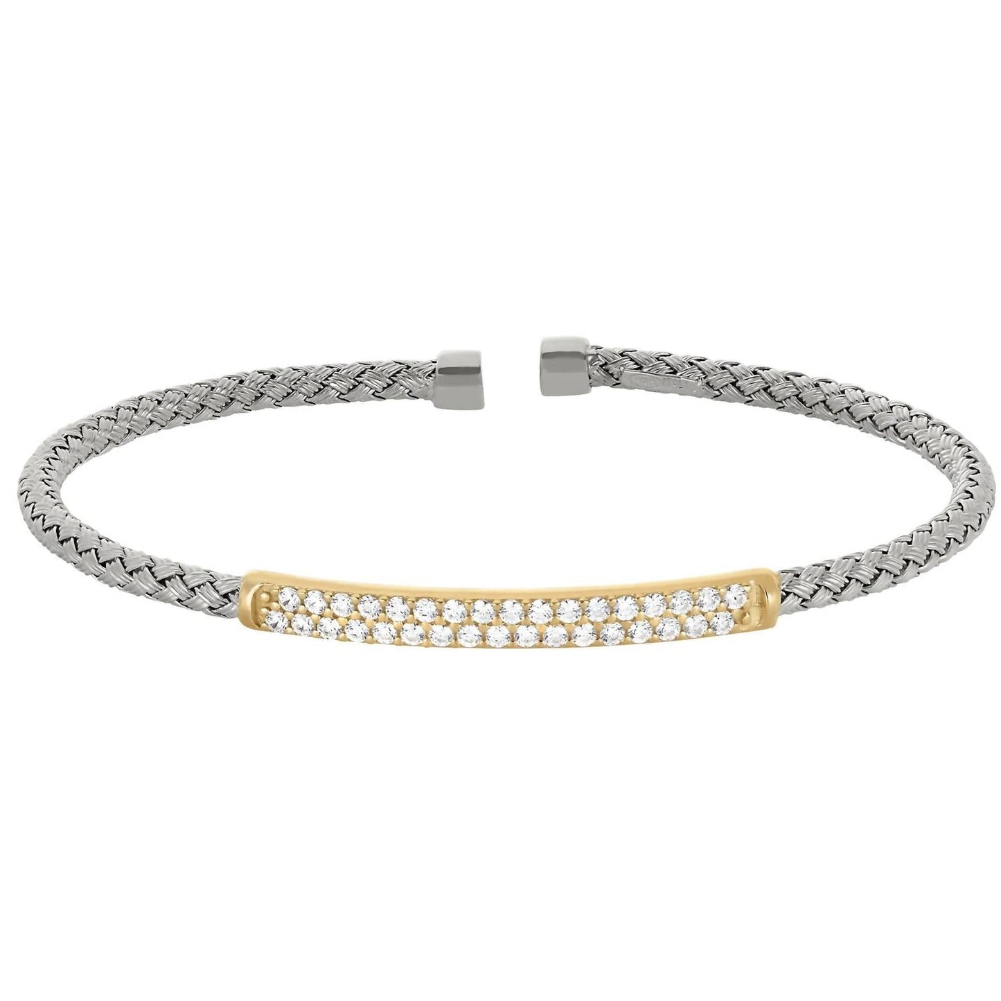 Bella Cavo - Basketweave Cuff Bracelet With Simulated Diamonds
