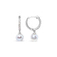 10K White Gold 6x6 MM Cultured Freshwater Pearl and Diamond Accent Drop Huggy Earring (H-I Color, I1-I2 Clarity)