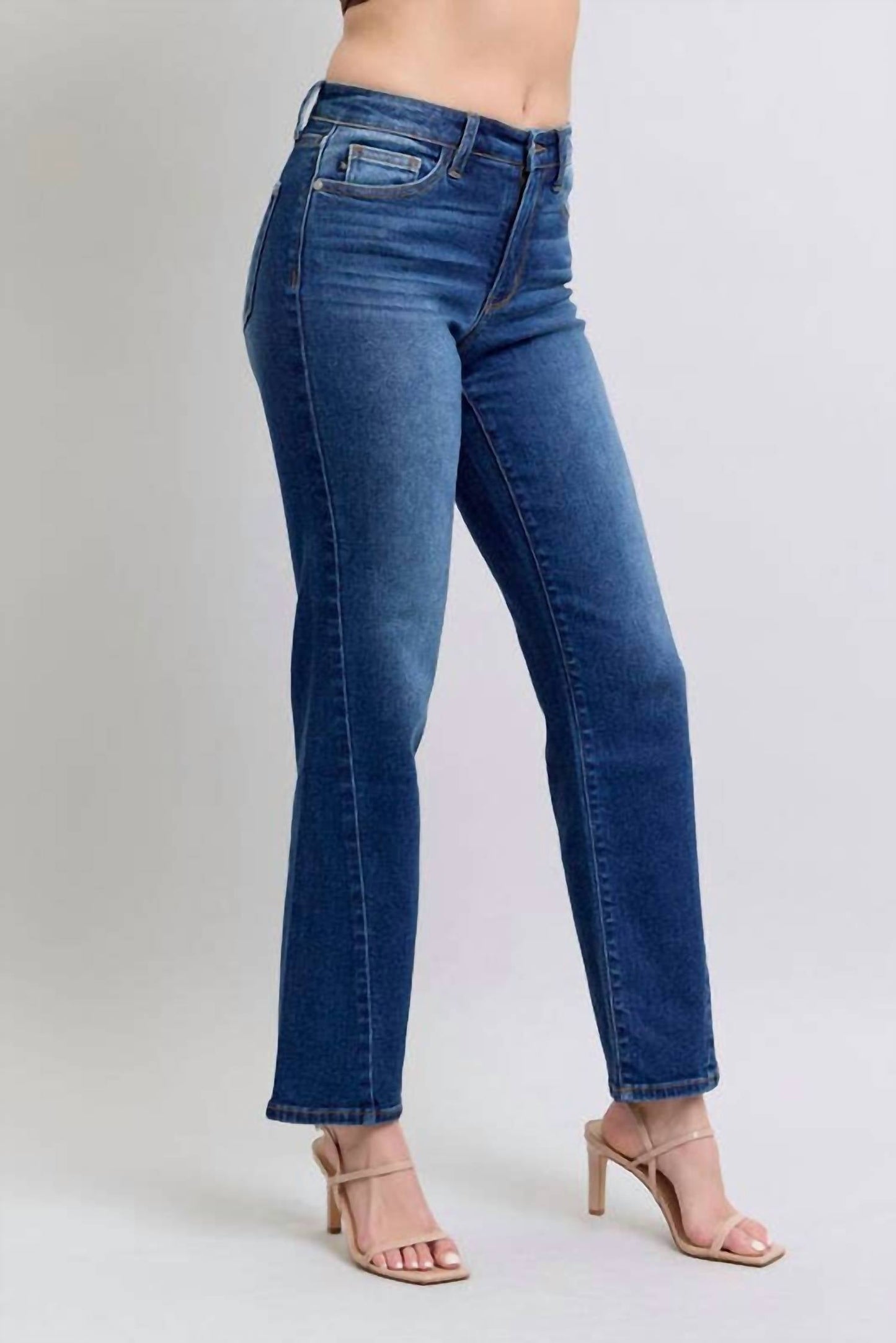 Judy Blue - Mid Rise Side Seam Detail Straight Jeans