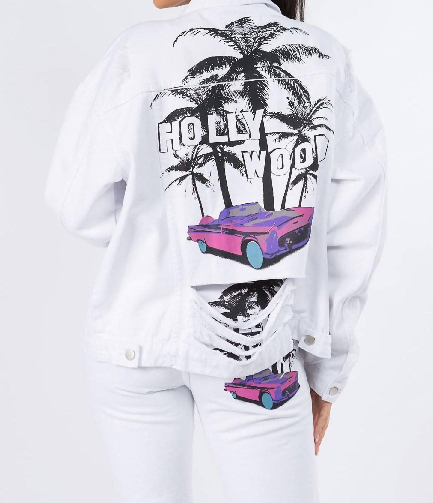 American Bazi - Graphic Distressed Denim Jacket