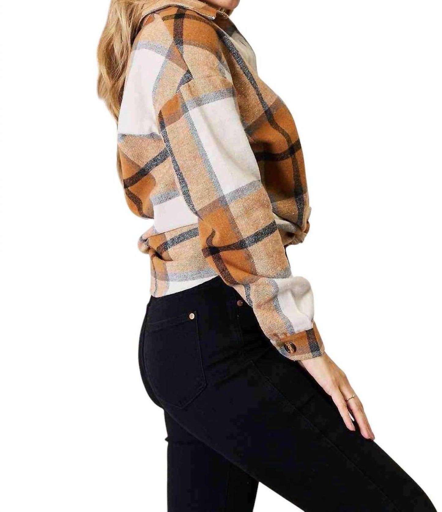 Double Take - Plaid Print Dropped Shoulder Shirt